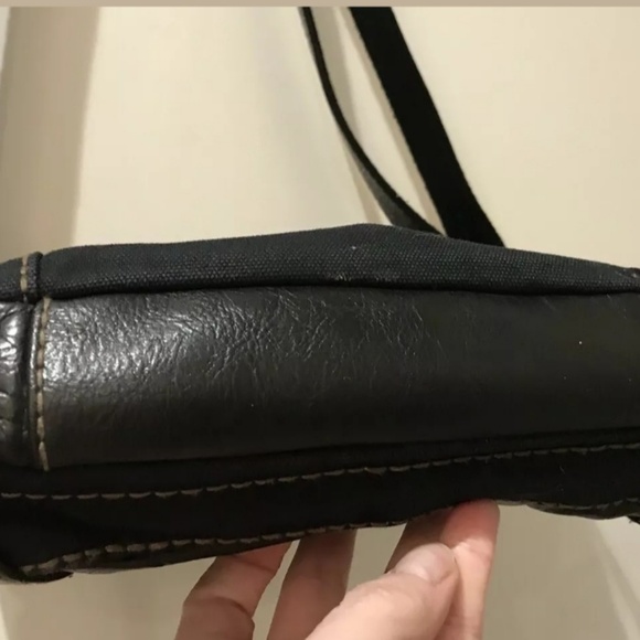 Fossil Black Leather Canvas Crossbody Bag - Picture 4 of 8